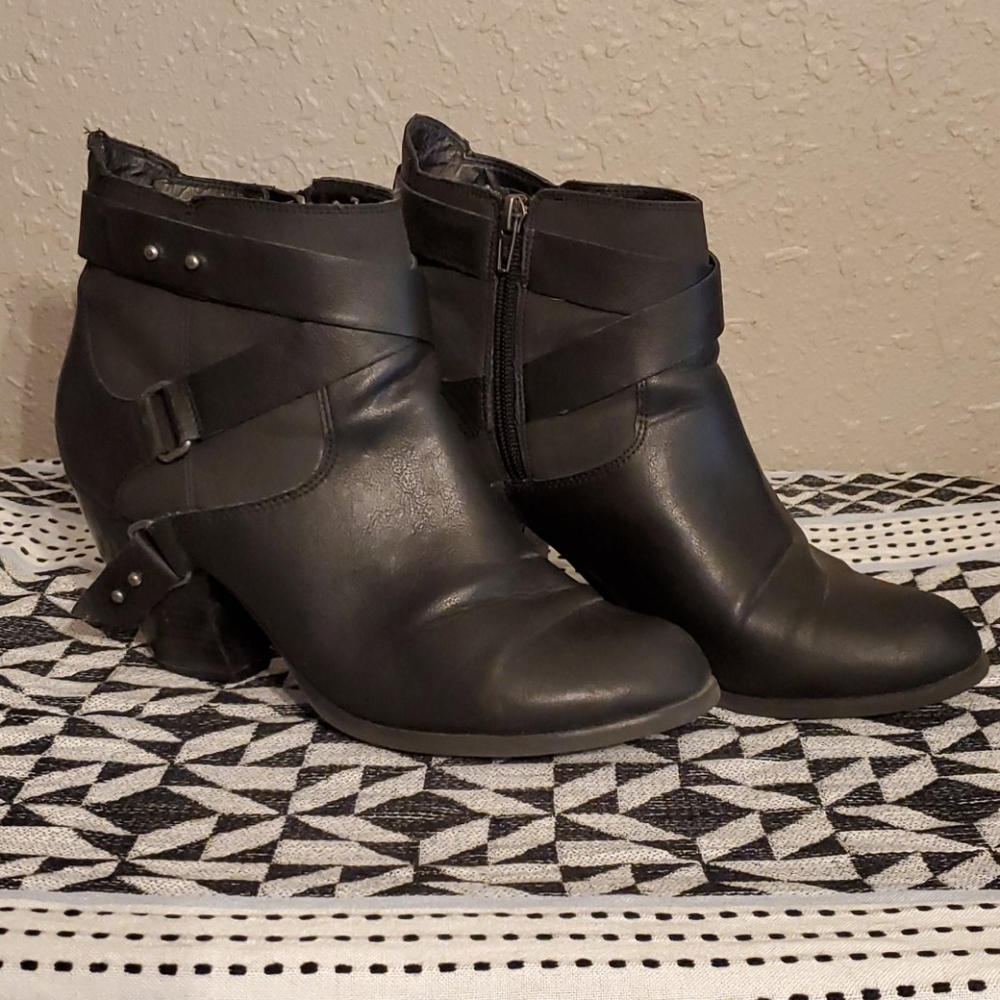 Fergalicious black strappy ankle boots